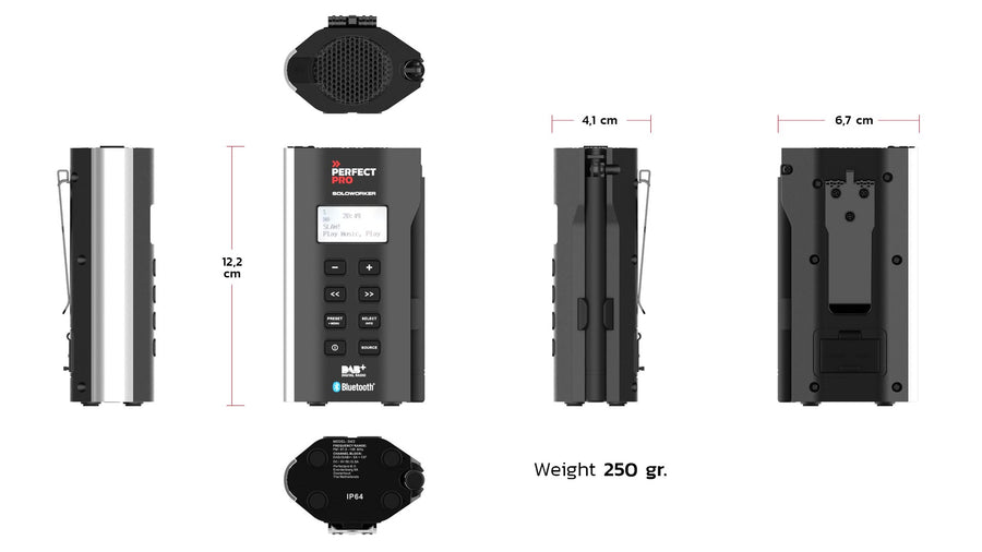 DAB+ / FM / Bluetooth / Oplaadbaar / IP64