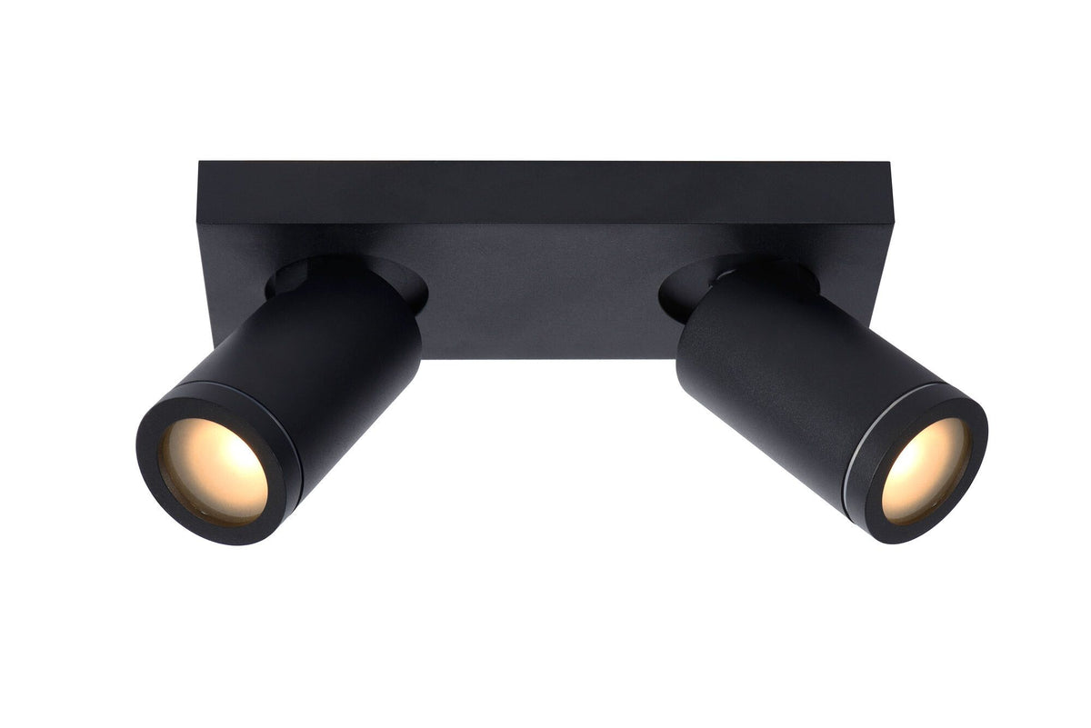 Plafondspot Badkamer LED Dim to warm GU10 2x5W 2200K/3000K IP44 Zwart