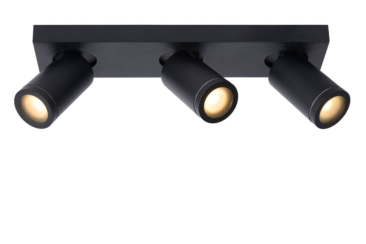 Plafondspot Badkamer LED Dim to warm GU10 3x5W 2200K/3000K IP44 Zwart