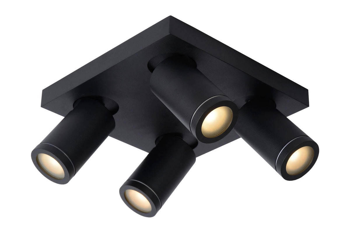 Plafondspot Badkamer LED Dim to warm GU10 4x5W 2200K/3000K IP44 Zwart