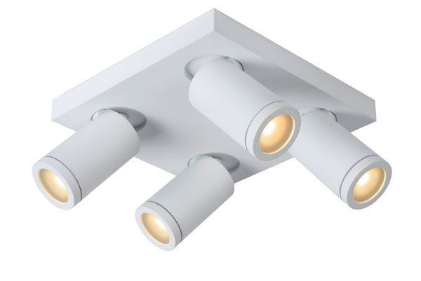 Plafondspot Badkamer LED Dim to warm GU10 4x5W 2200K/3000K IP44 Wit