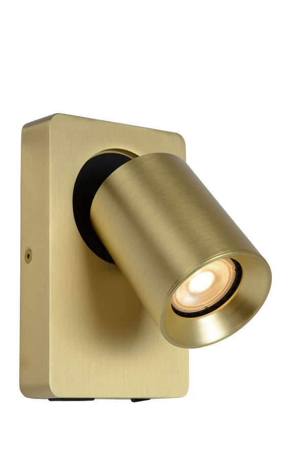 Wandspot LED GU10 1x5W 3000K Met USB oplaadpunt Mat Goud / Messing
