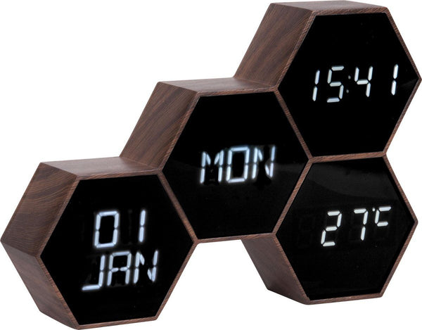 Alarm clock Six in the Mix black wood painted.
