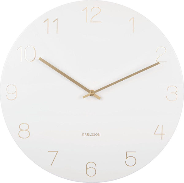 Wall clock Charm engraved numbers white