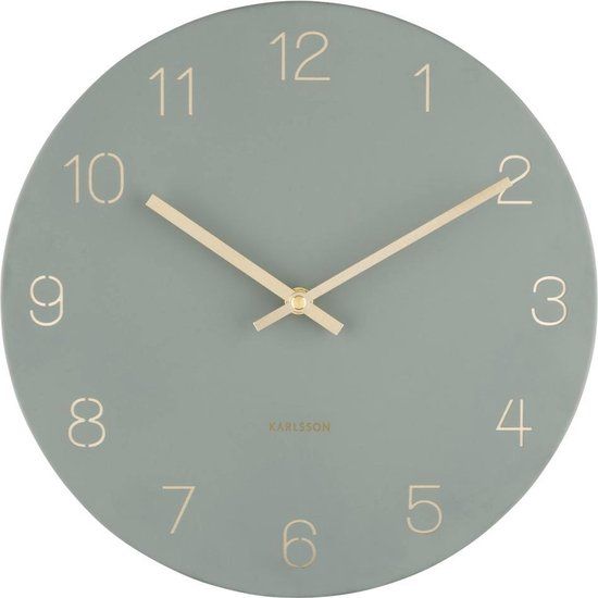 Wall clock Charm engraved numbers small jungle grn