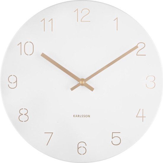 Wall clock Charm engraved numbers small white