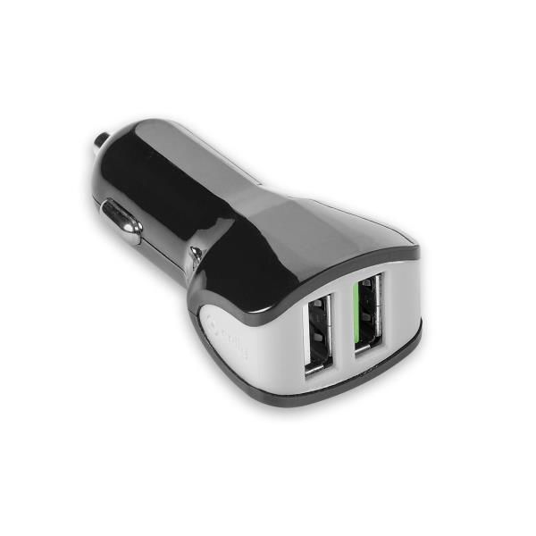 Celly autolader 2 usb 3.4a zwart