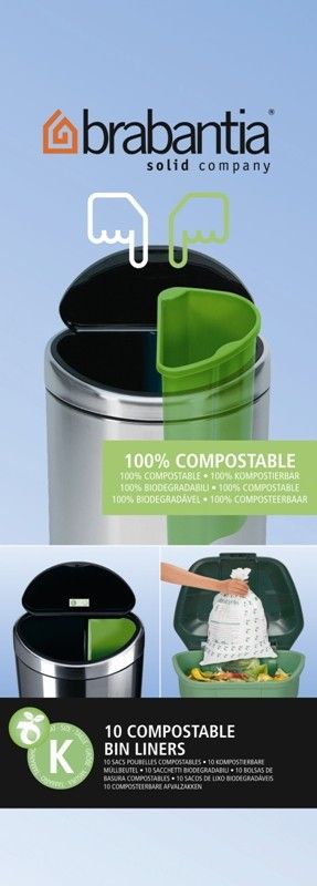 Afvalzak composteerbaar PerfectFit K, voor bio-bak van Touch Bin Recycle 10 stuks