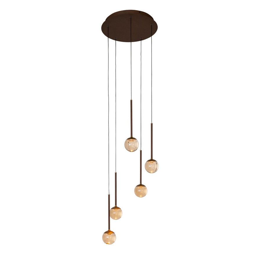 Lucide CALINA dimbare LED-hanglamp Ø 41,9 cm, 5 × 8,2 W, 2200–3300 K, amber