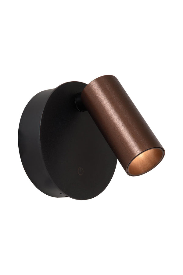 Lucide TONI oplaadbare LED-wandspot met dimfunctie, Ø 8,1 cm, 2 W, 2700–4000 K, koffie