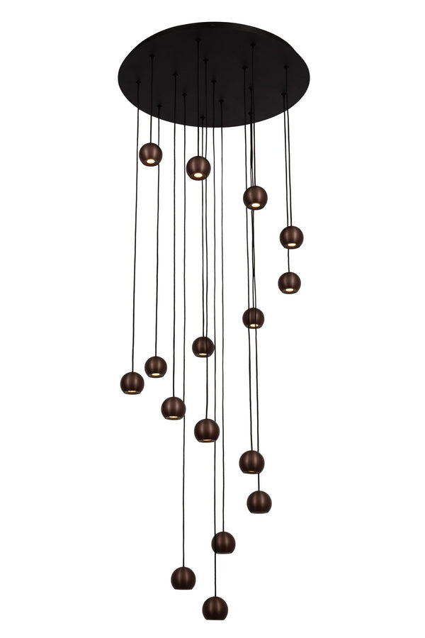 Lucide MONTANA dimbare LED-hanglamp 16 × 5,7 W, 2700–4000 K, koffie