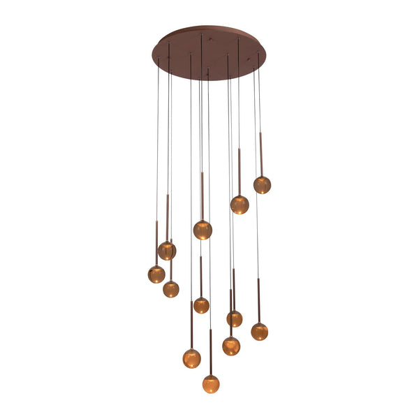 Lucide CALINA dimbare LED-hanglamp Ø 69,9 cm, 12 × 7 W, 2200–3300 K, koffie