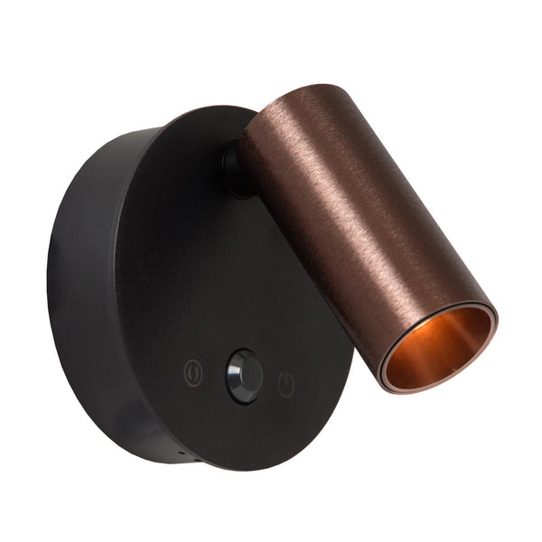 Lucide TONI oplaadbare LED-wandspot met dimfunctie en bewegingssensor Ø 8,1 cm, 2 W, 2700–4000 K, koffie
