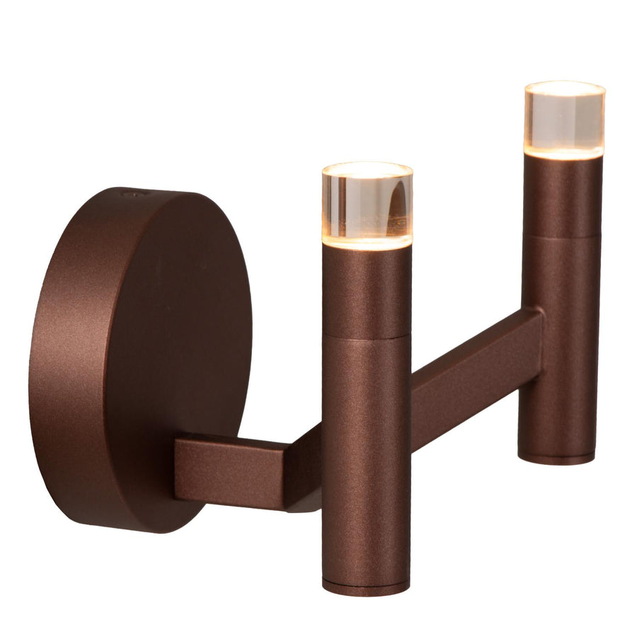 Lucide WELLINGTON dimbare LED-wandlamp 2 × 3 W, koffie