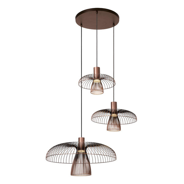 Lucide NIGELLA hanglamp Ø 76 cm, 3 × GU10, koffie