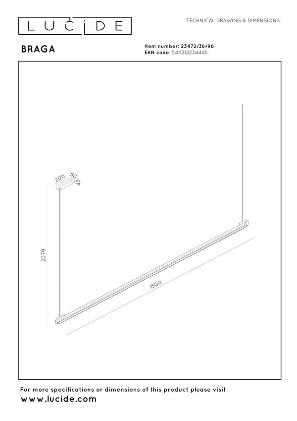 Lucide BRAGA dimbare LED-hanglamp met bewegingssensor 36 W, 2700–4000 K, koffie