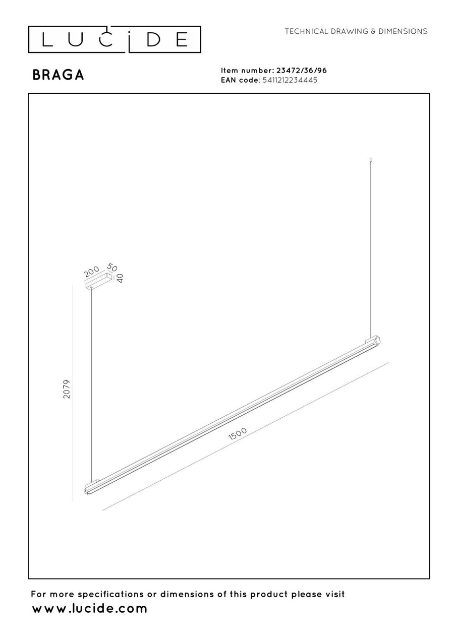 Lucide BRAGA dimbare LED-hanglamp met bewegingssensor 36 W, 2700–4000 K, koffie
