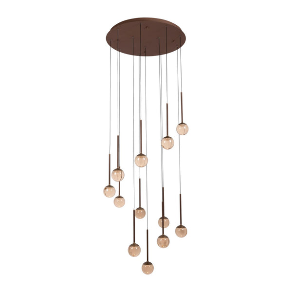 Lucide CALINA dimbare LED-hanglamp Ø 69,9 cm, 12 × 7 W, 2200–3300 K, koffie