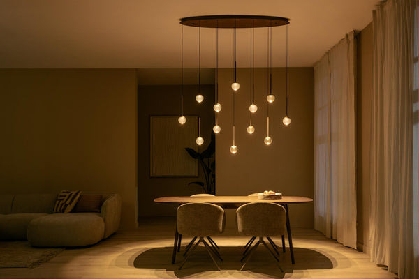 Lucide CALINA dimbare LED-hanglamp 12 × 7 W, 2200–3300 K, koffie