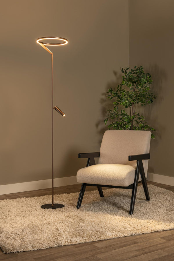 Lucide APPLAUSE dimbare LED-vloerlamp Ø 33 cm, 2700–4000 K, koffie