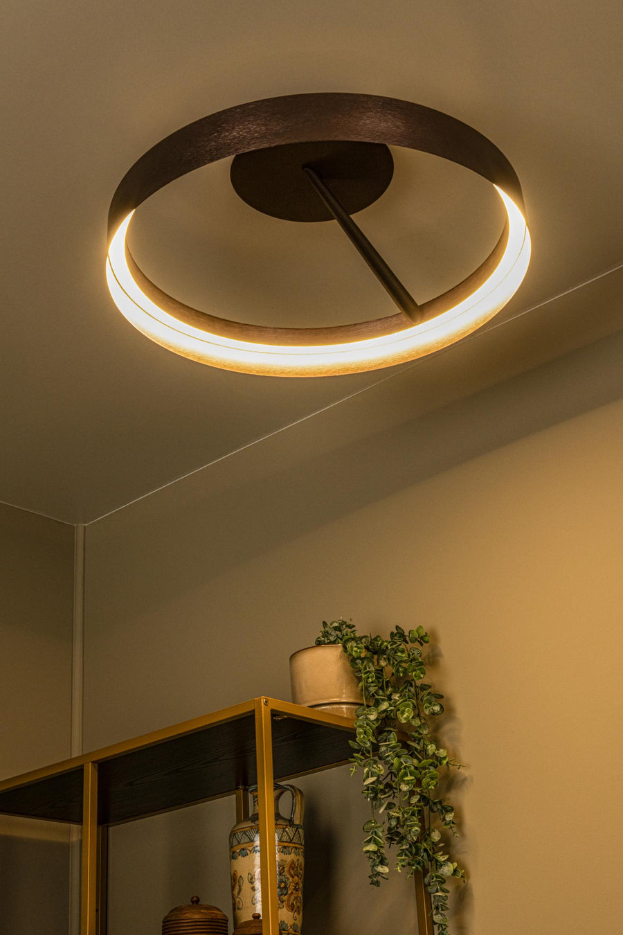 Lucide LEONARD dimbare LED-plafondlamp met 3 dimstanden, Ø 54,5 cm, 35 W, 2200–3000 K, koffie