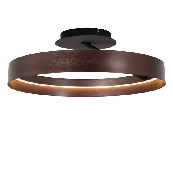 Lucide LEONARD dimbare LED-plafondlamp met 3 dimstanden, Ø 54,5 cm, 35 W, 2200–3000 K, koffie