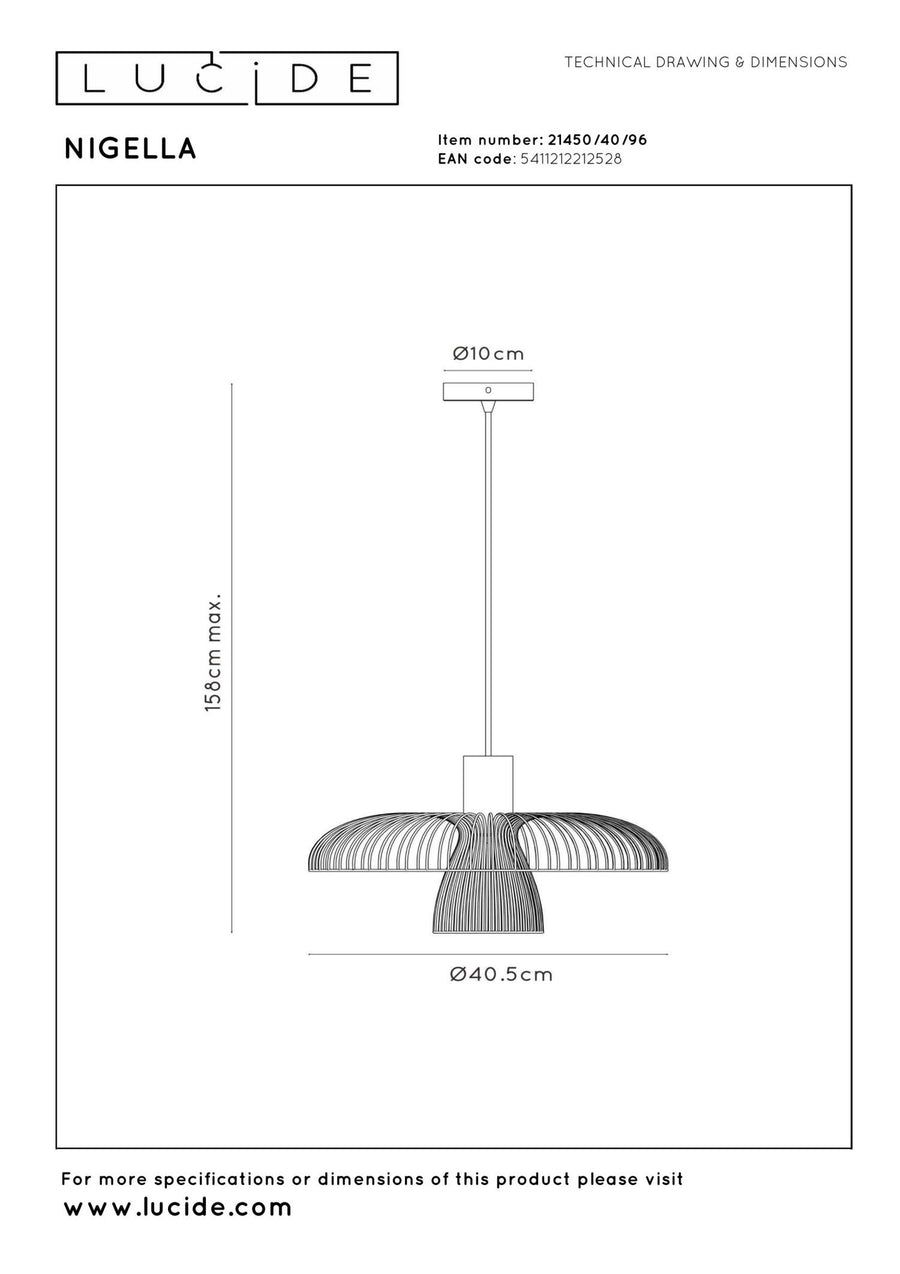 Lucide NIGELLA hanglamp Ø 40,5 cm, GU10, koffie