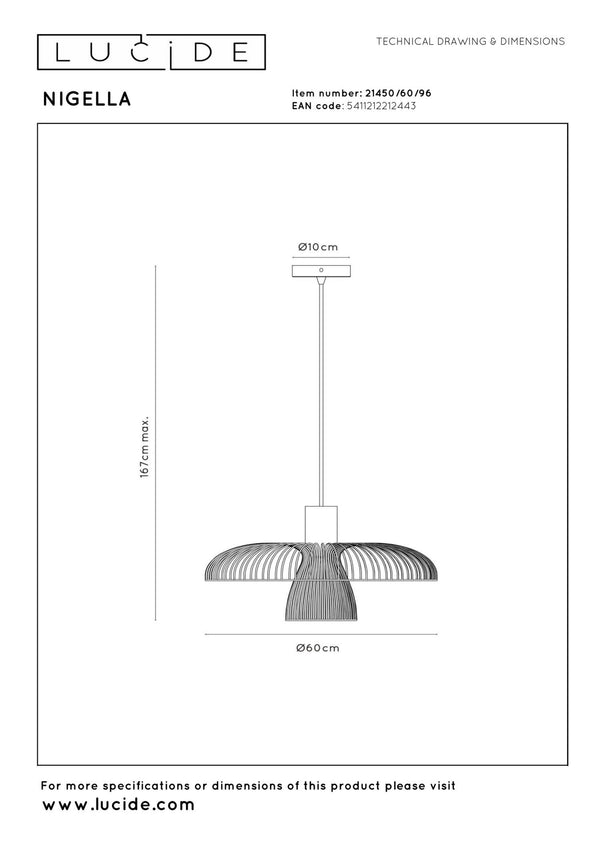 Lucide NIGELLA hanglamp Ø 60 cm, GU10, koffie