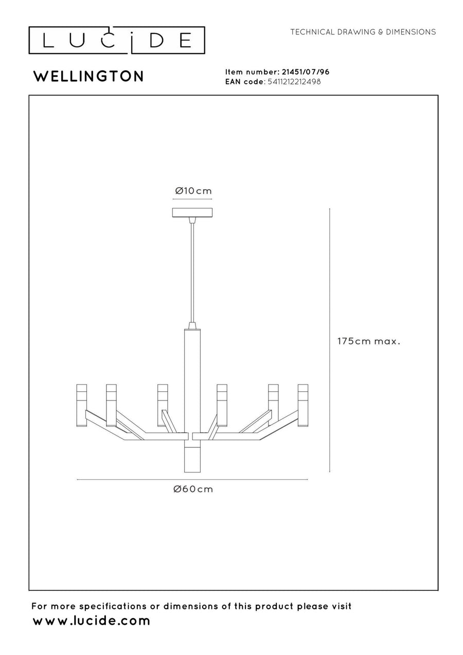 Lucide WELLINGTON dimbare LED-hanglamp Ø 60 cm, koffie