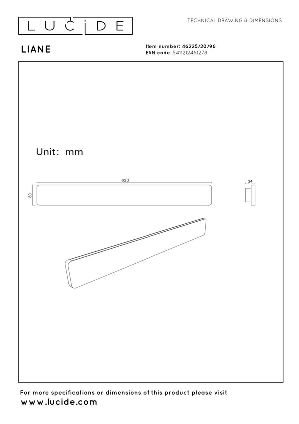 Lucide LIANE dimbare LED-wandlamp 2 × 10 W, 2700–4000 K, roestbruin