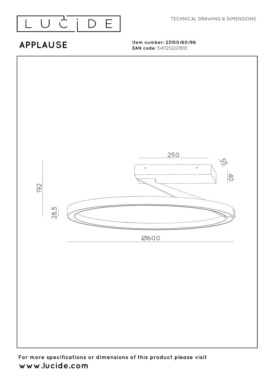 Lucide APPLAUSE dimbare LED-plafondlamp Ø 60 cm, 40 W, 2200–4000 K, koffie