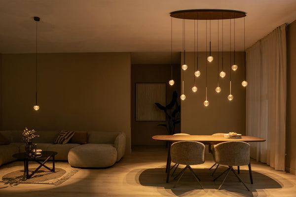 Lucide CALINA dimbare LED-hanglamp 12 × 7 W, 2200–3300 K, koffie