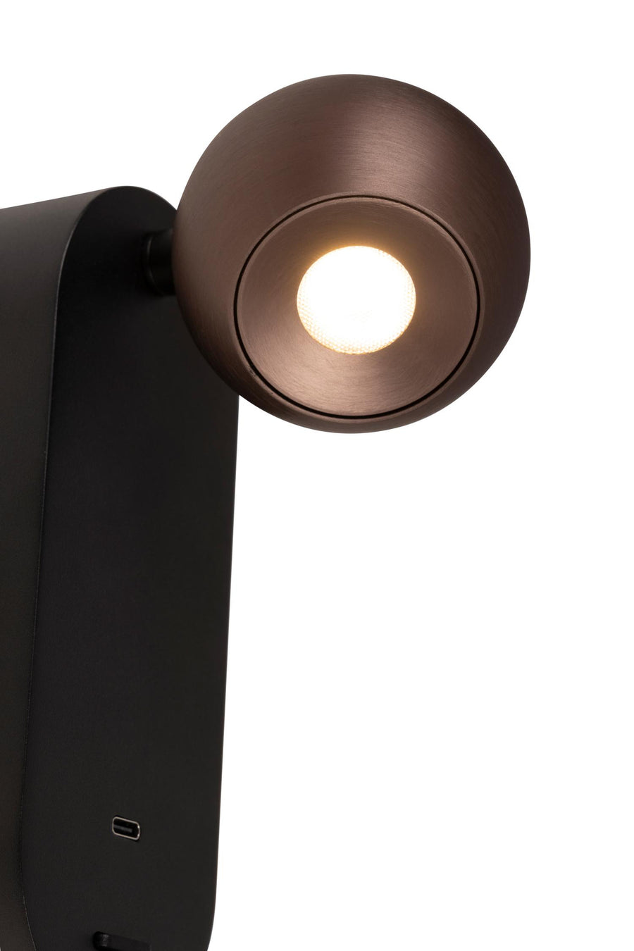 Lucide MONTANA LED-wandlamp met USB-poort, 6 W, 2700–4000 K, koffie
