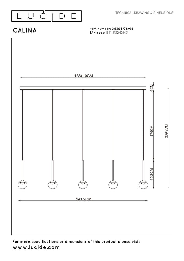 Lucide CALINA dimbare LED-hanglamp 2 W, 2200–3300 K, koffie