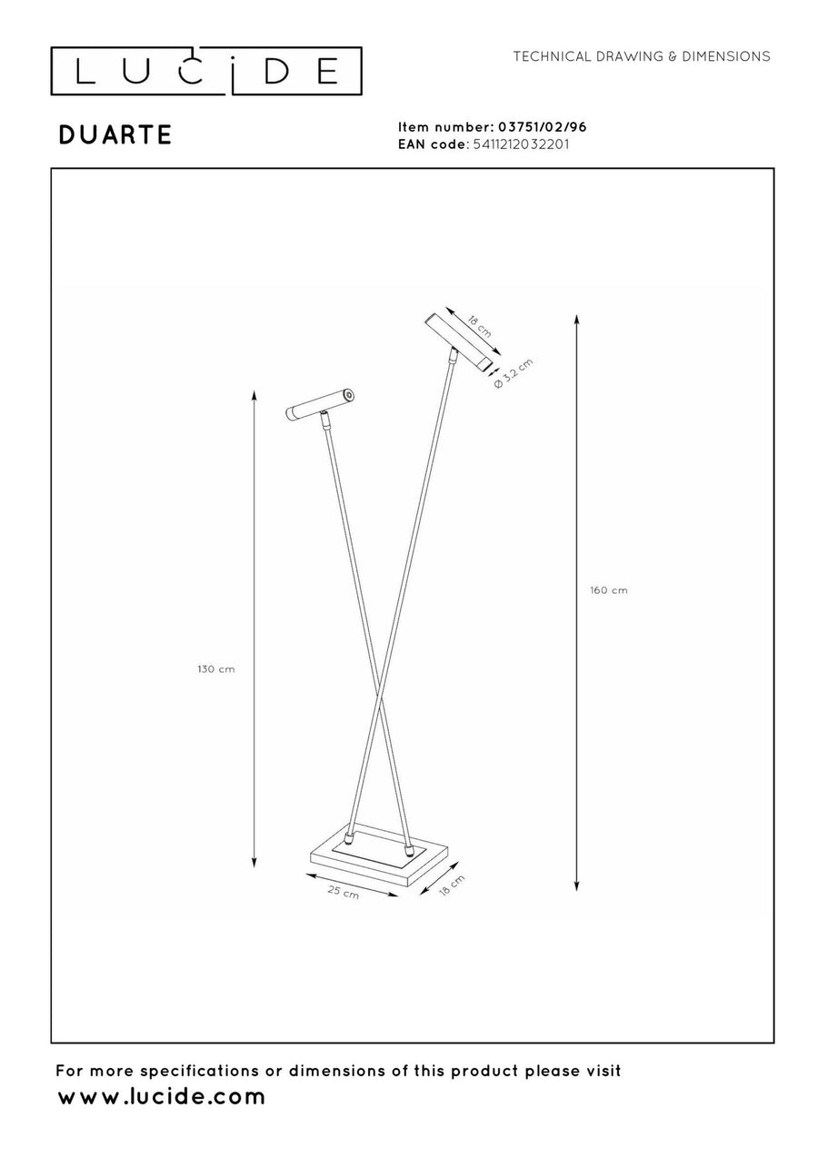 Lucide DUARTE vloerlamp 2 × G9, koffie