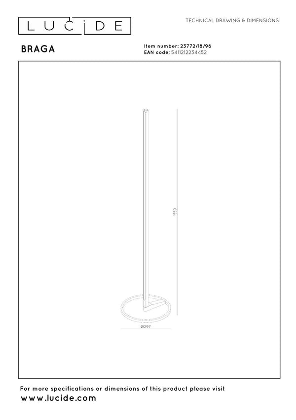 Lucide BRAGA dimbare LED-vloerlamp Ø 29,7 cm, 22 W, 2700–4000 K, koffie