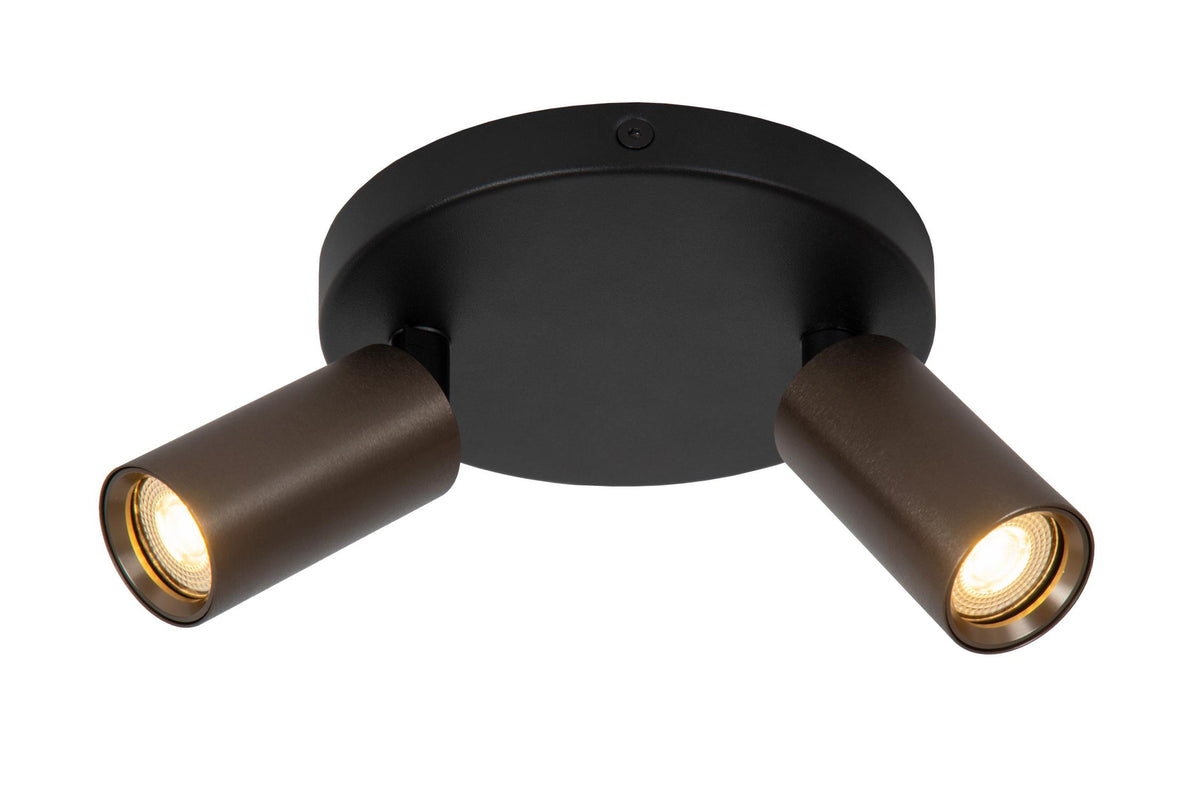 Lucide RITMO plafondspot Ø 15 cm, 2 × GU10, koffie