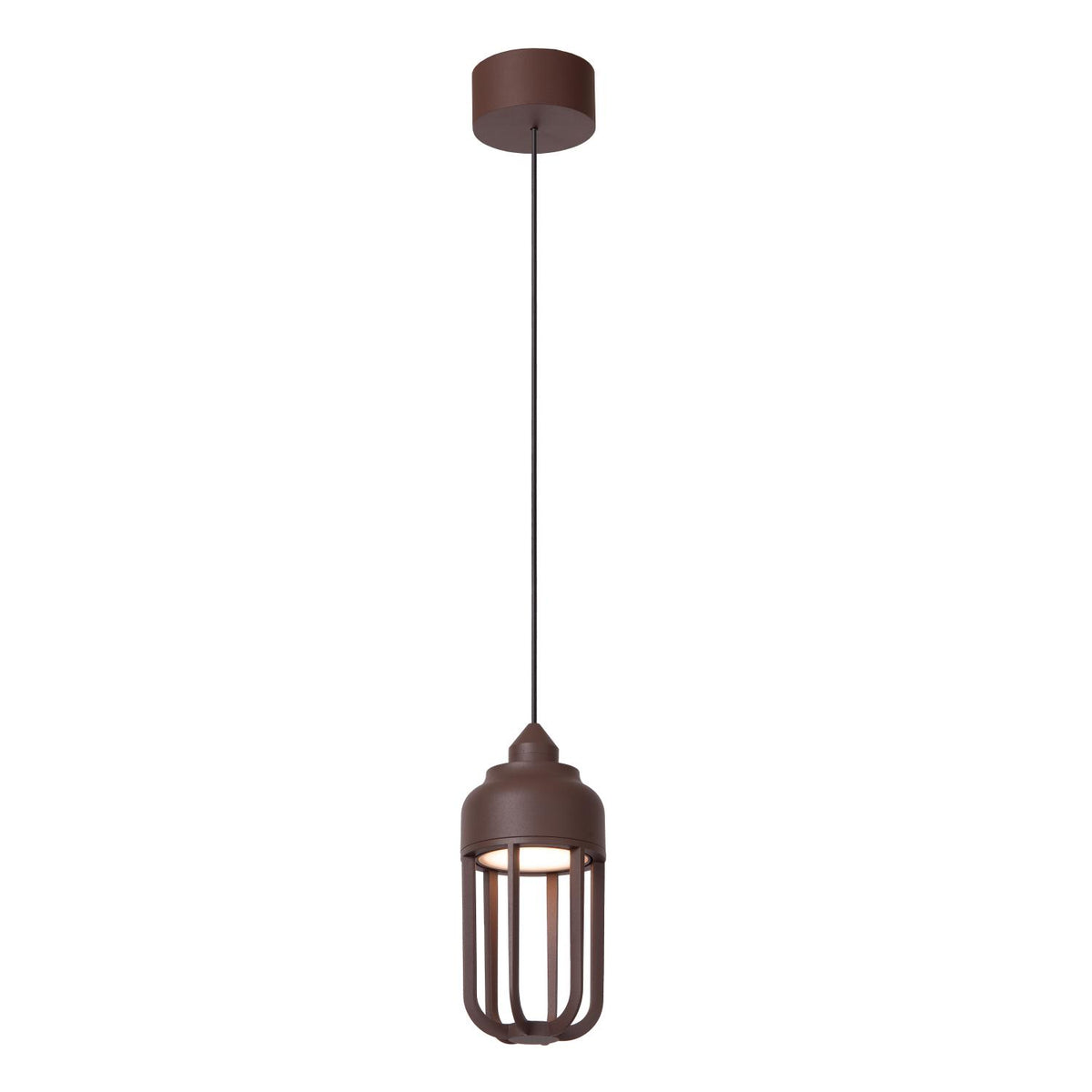 Lucide WELLS LED-hanglamp voor binnen en buiten Ø 10 cm, 8 W, IP54, roestbruin