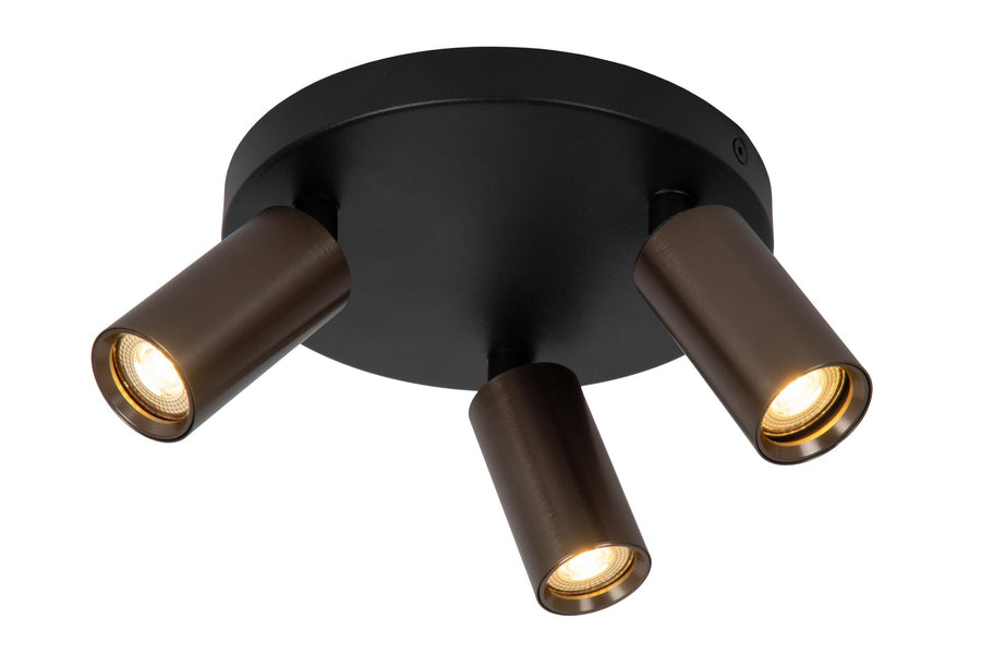 Lucide RITMO plafondspot Ø 18 cm, 3 × GU10, koffie