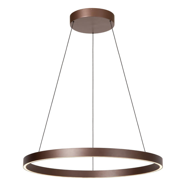 Lucide LIANE dimbare LED-hanglamp Ø 80 cm, 2 × 36 W, 2700–4000 K, roestbruin