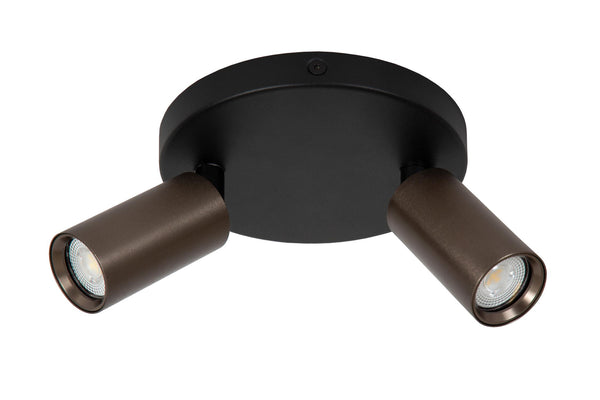Lucide RITMO plafondspot Ø 15 cm, 2 × GU10, koffie