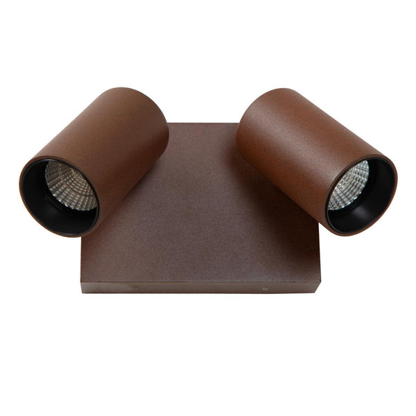 Lucide EMERIC LED-wandspot voor binnen en buiten 2 × 9,5 W, 2200–3000 K, IP54, roestbruin