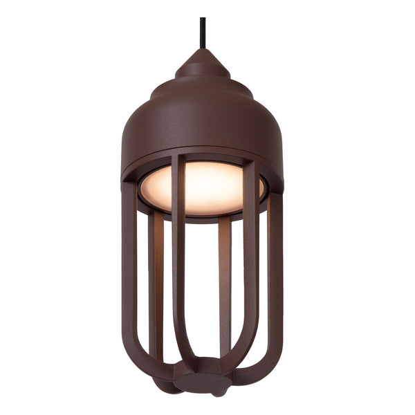 Lucide WELLS LED-hanglamp voor binnen en buiten Ø 10 cm, 8 W, IP54, roestbruin