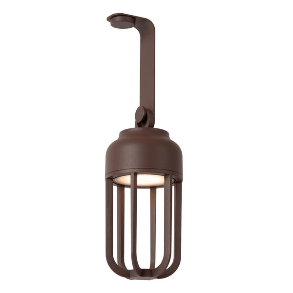 Lucide WELLS oplaadbare LED-wandlamp voor binnen en buiten met dimfunctie, Ø 10 cm, 5 W, 2700–4000 K, IP54, roestbruin