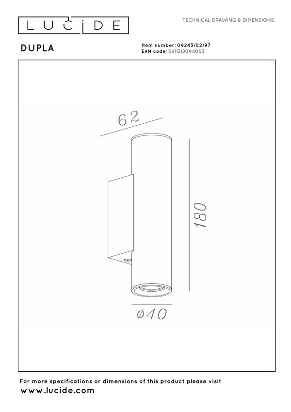 Lucide DUPLA wandspot 2 × GU10, koffie