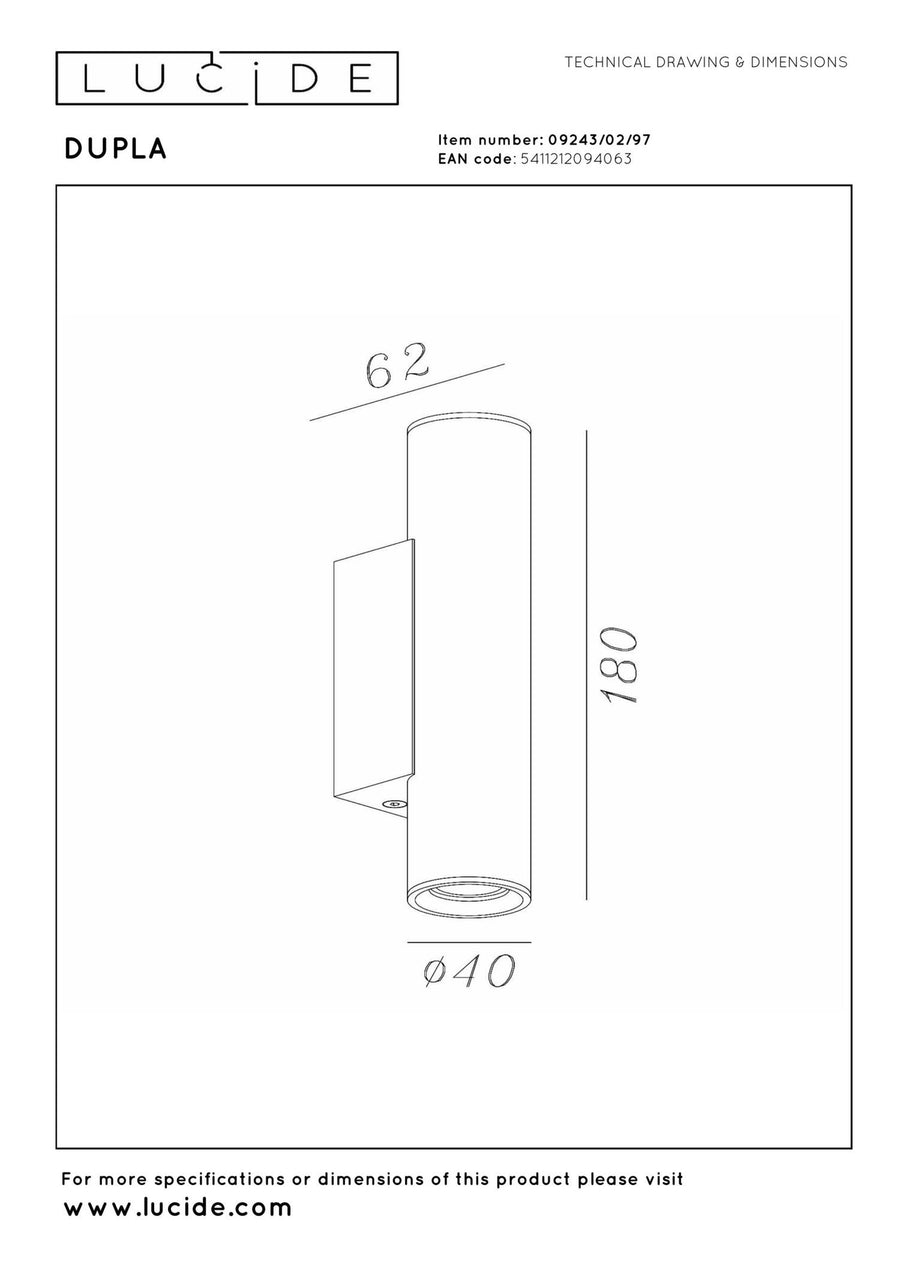 Lucide DUPLA wandspot 2 × GU10, koffie