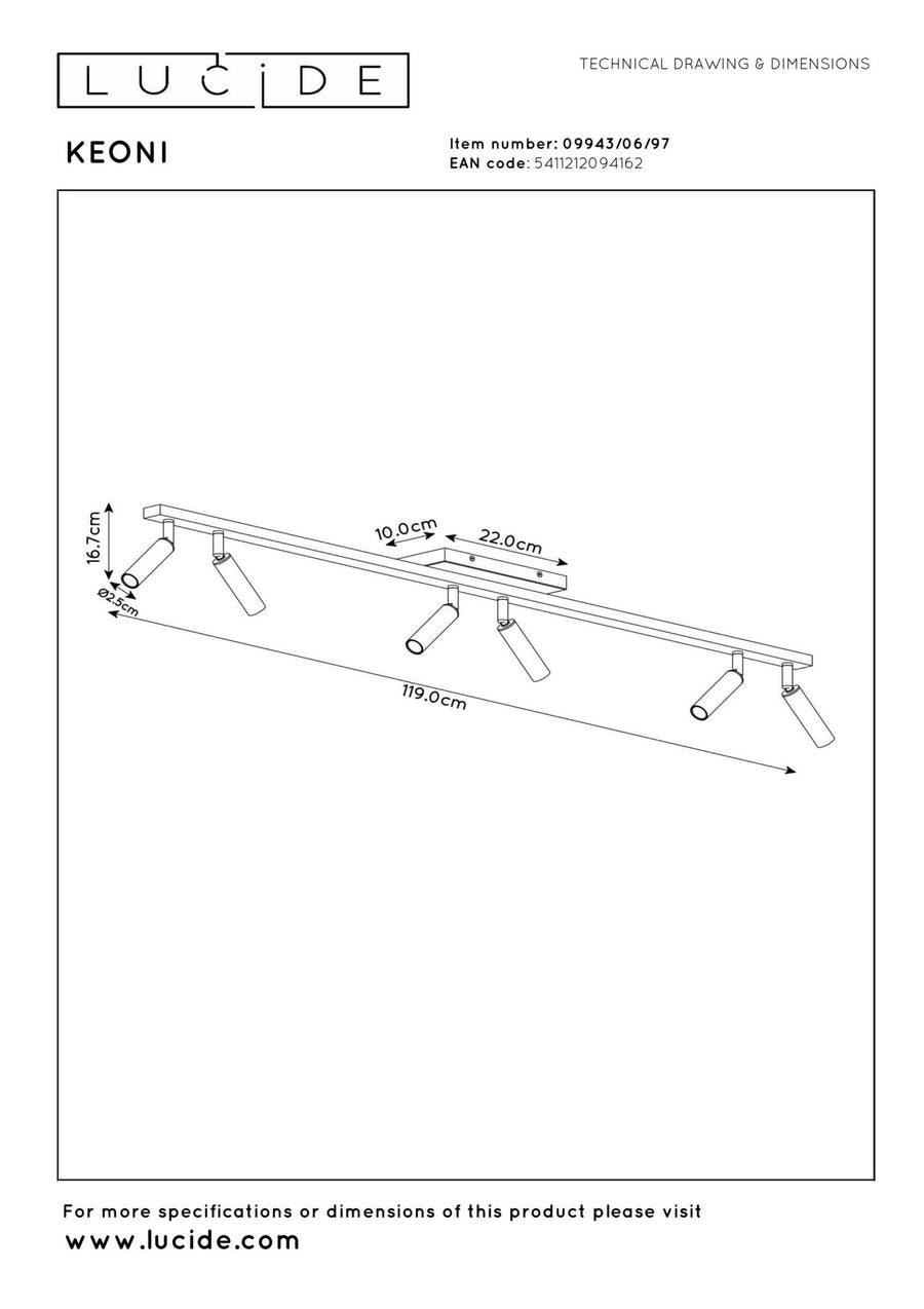 Lucide KEONI plafondspot 6 × G9, koffie