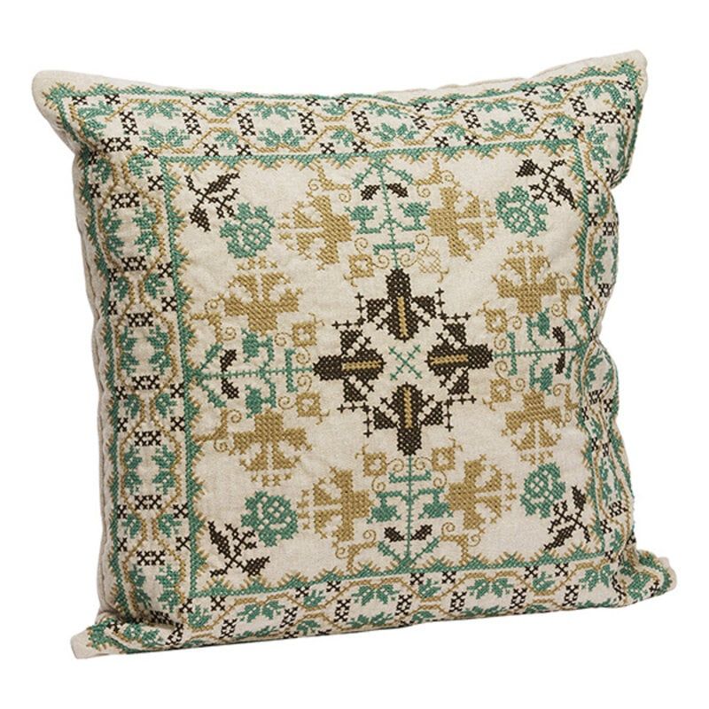 Embroidered cushion cover incl. 50x50 down cushion filler