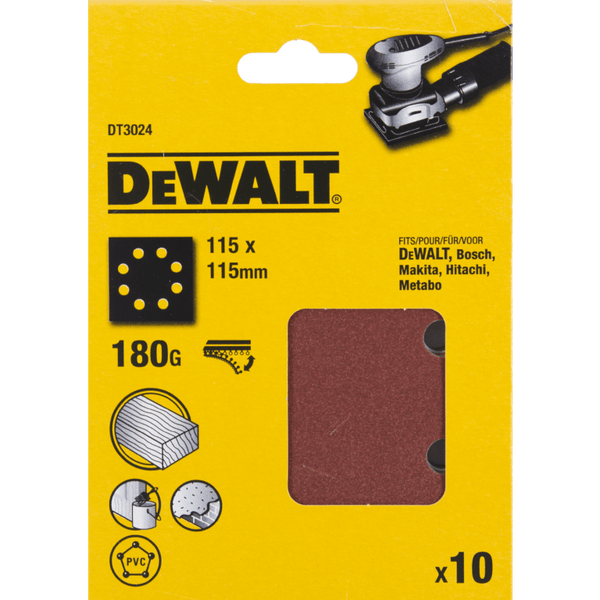 DT3024-QZ Schuurpapier 1/4, 115x115mm, geperforeerd, velcro, K180