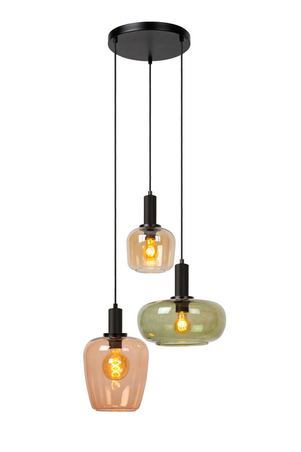 Lucide ILONA hanglamp 3 × E27, zwart
